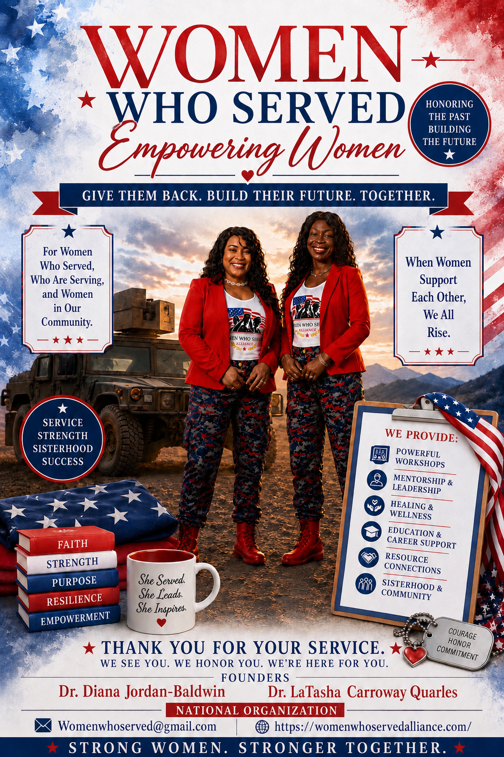 Women Who Served Alliance founders Dr. Diana Jordan-Baldwin and Dr. LaTasha Carroway Quarles